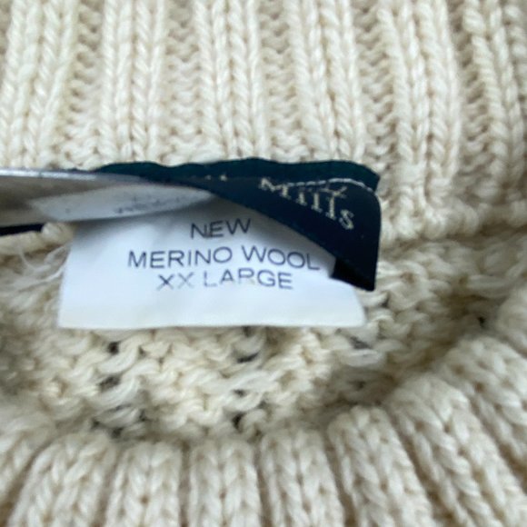 Blarney Woollen Mills Sweater Men XXL Cream Merino Wool Irish Fisherman Cable - Picture 7 of 16